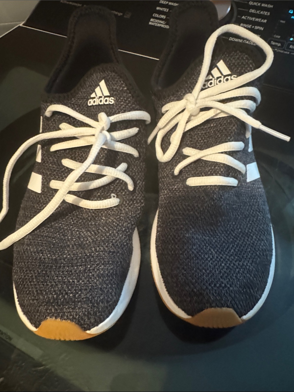 adidas Black Knit Sneakers with White Accents and Gum Toe
